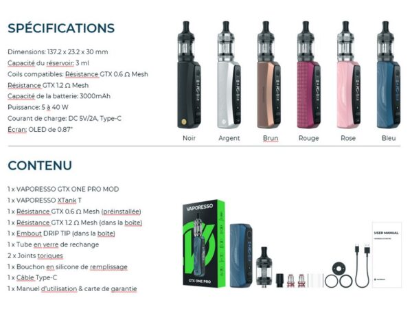Kit GTX ONE PRO Vaporesso – Image 9